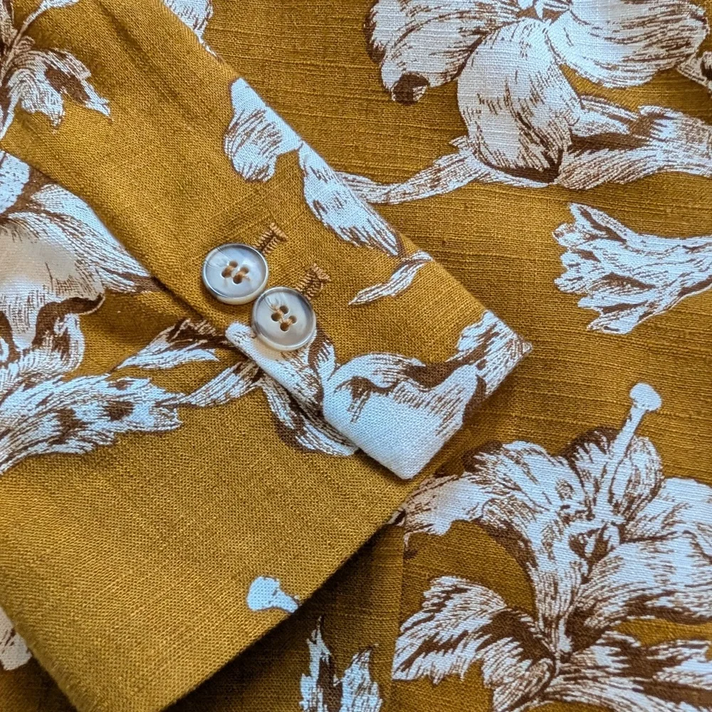 ZARA Dark Mustard Floral Print Blazer - Picture 7 of 10